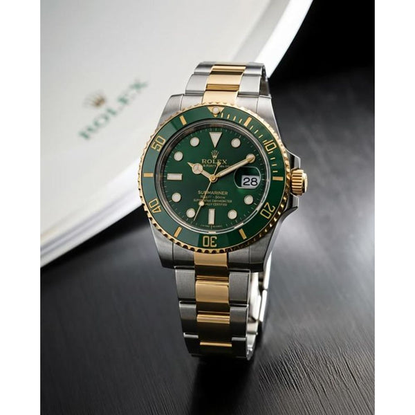 Rolee_x Oyster Perpetual Submarine 2Ton-Gold-Green