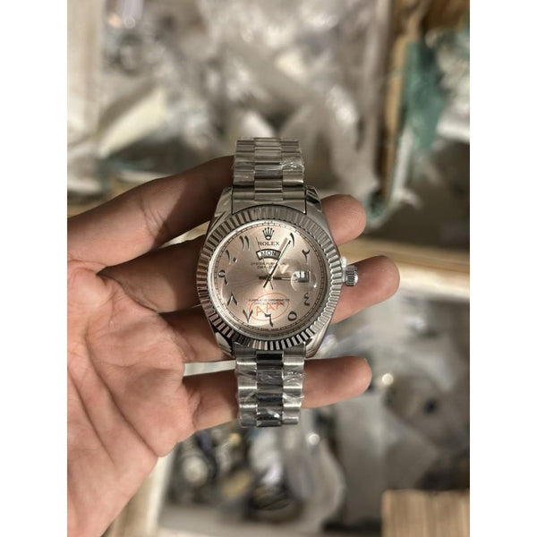 Rollex Daydate Arabic Pink Dial