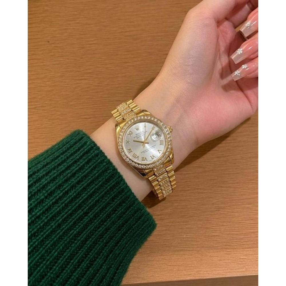 Rollex Date Just Ladies Gold White