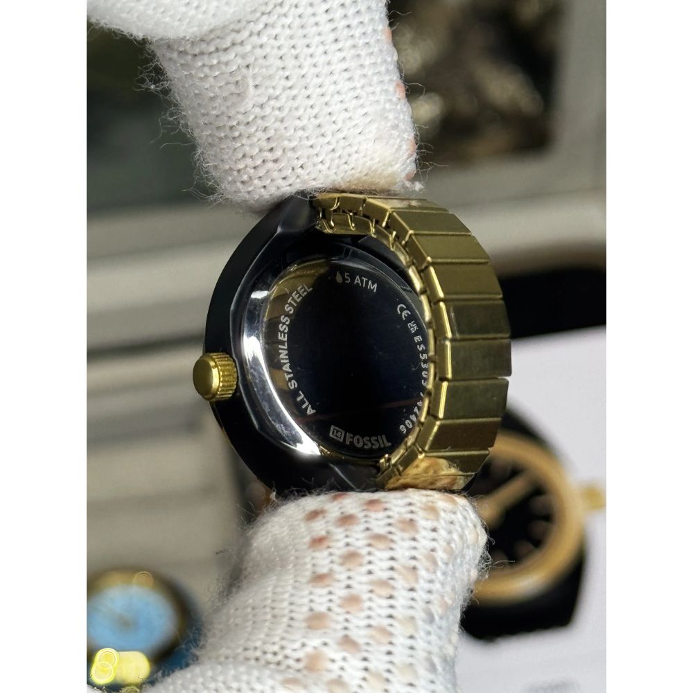 Fossi l Gold Black Ring Premium Ladies Watch