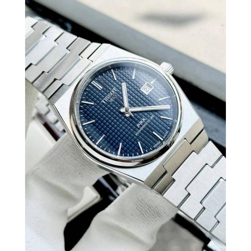 Tissoo_t 1853 Prx Automatic Top Quality  silver dark blue