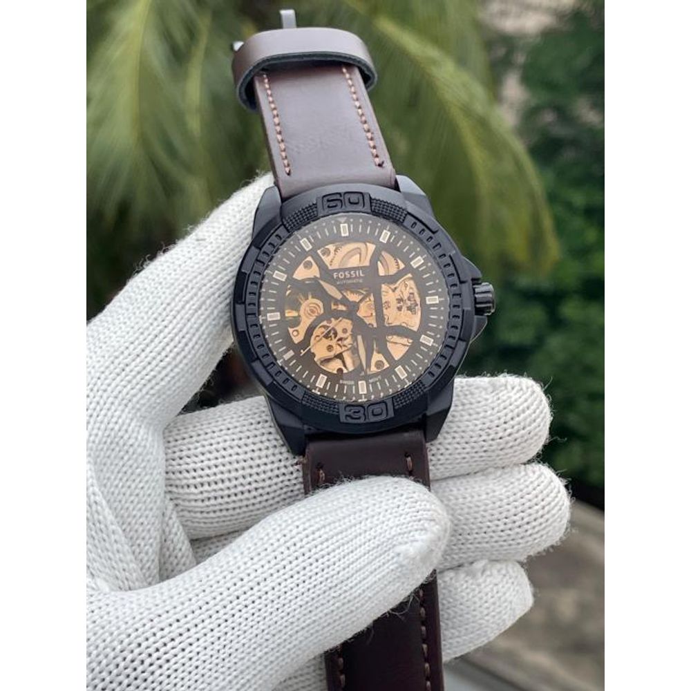 FOSSSIL  BRONSON AUTOMATIC BROWN LEATHER AT319