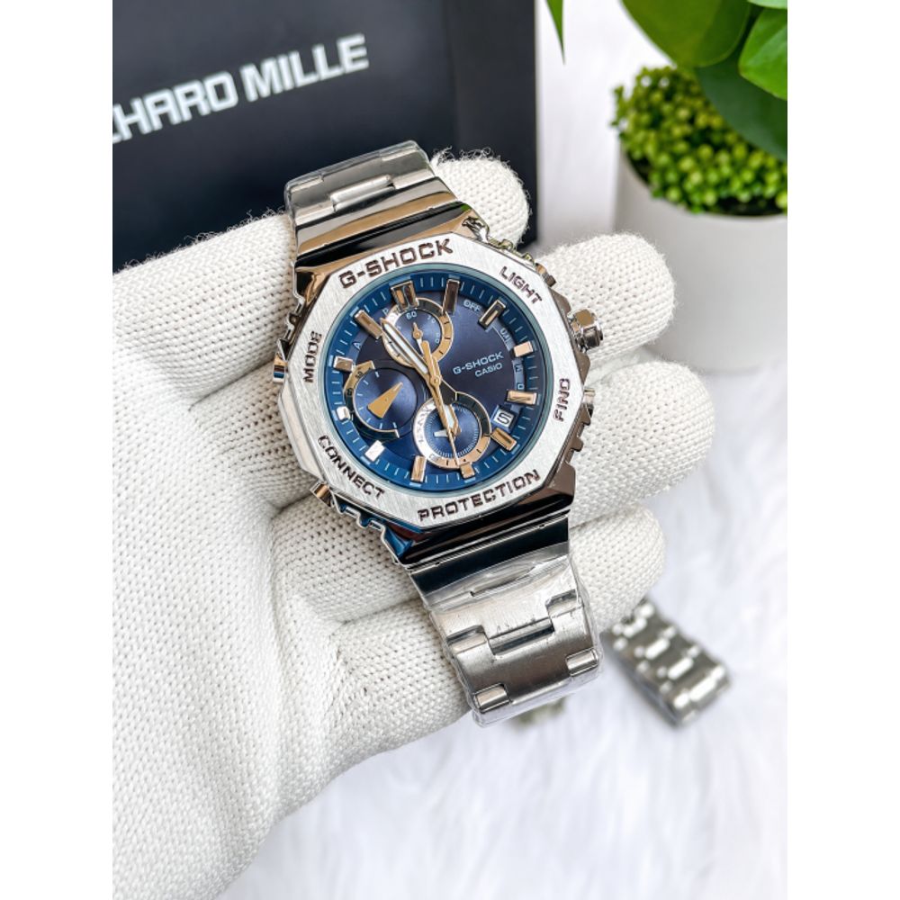 Casio G-Shock 2100 Chronograph Silver Blue Dial AT442
