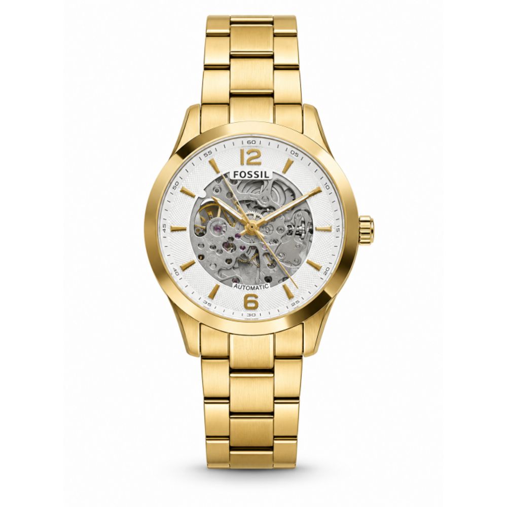 FOSSIIL SKELETON AUTOMATIC HEAVY QUALITY GOLD WHITE 781