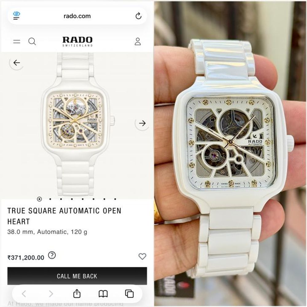 Raado True Square Automatic Ceramic- White-Gold Diamond