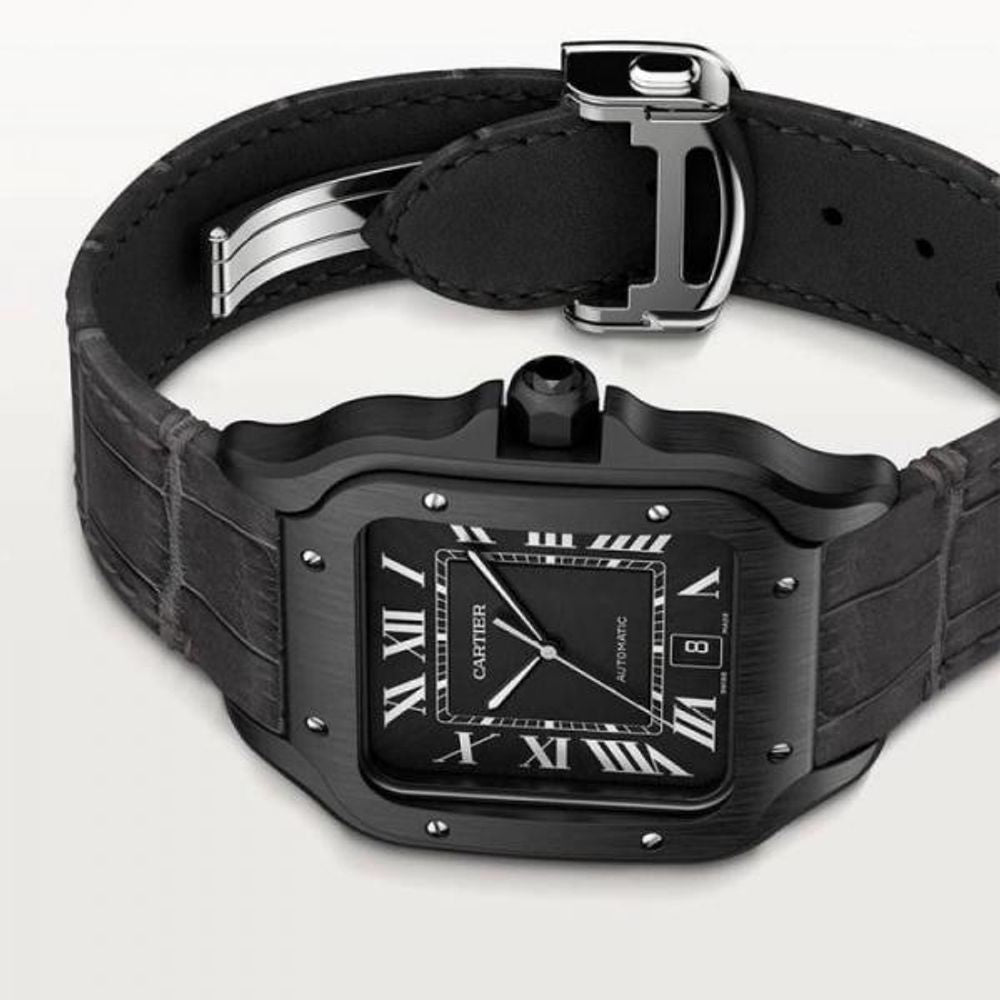 Cartiie_r Santos Automatic black Roman ank