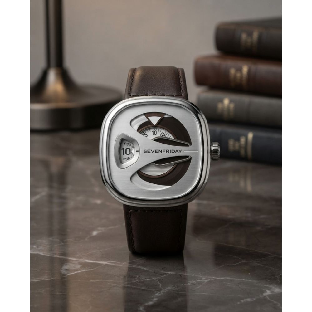 Seven Friday M-Series Square Dark Brown Silver White Dial