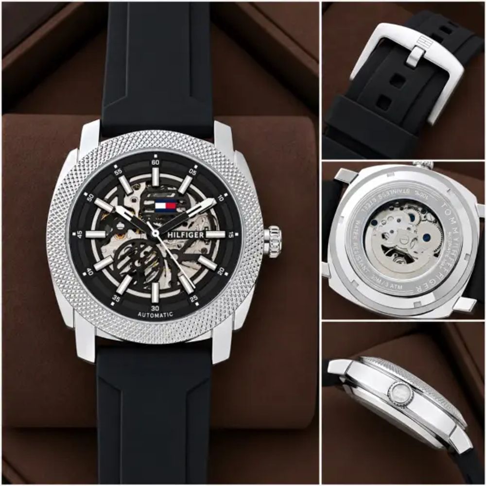 Tummy Hilfigee_r Skeleton Automatic Watch