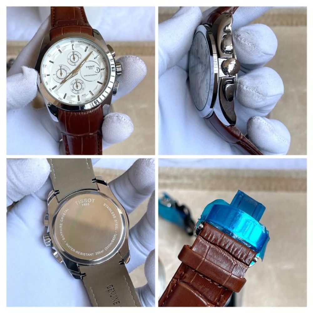 Tisot Couturier Chronograph Brown SIlver White AT298