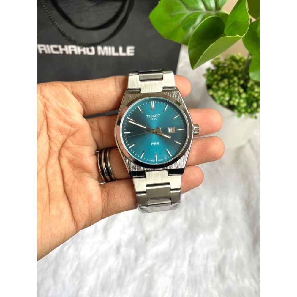 TISOT PRX QUARTZ SILVER BLUE AT104