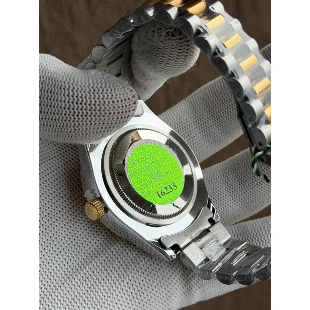 ROLLEX DAYDATE GOLD TWOTONE BROWN TEXTURE DIAL AT299