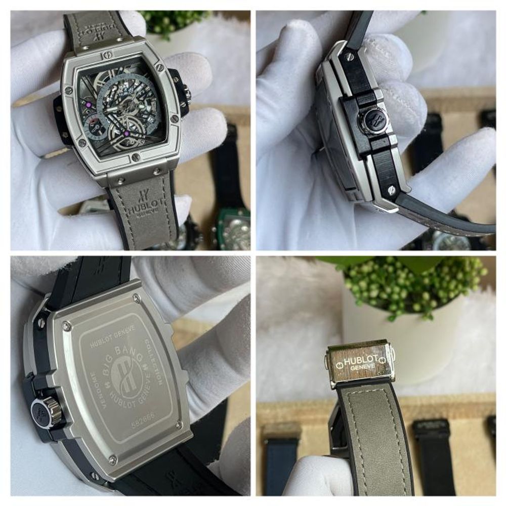Hublot Bigbang Square Silver Grey Leather Belt AT519