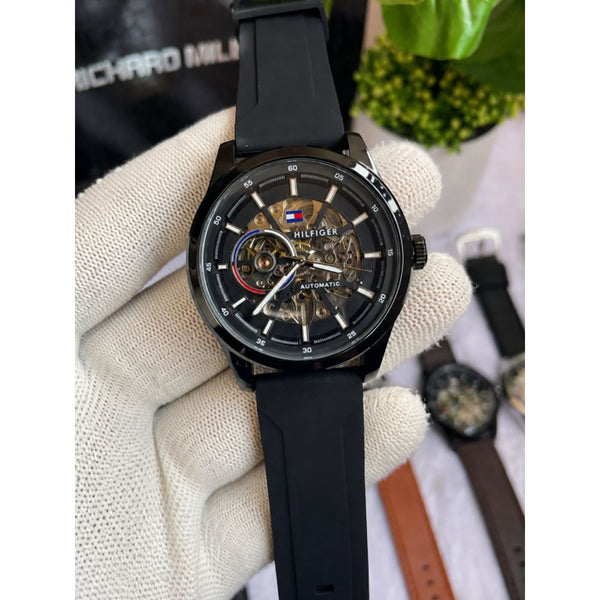 Tommyy  Hilfiger Automatic Silicon Belt Full Black AT145