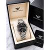 EMPORIO ArrWa%! WOMEN SILVER BLACK C ROMAN DIAL AT347