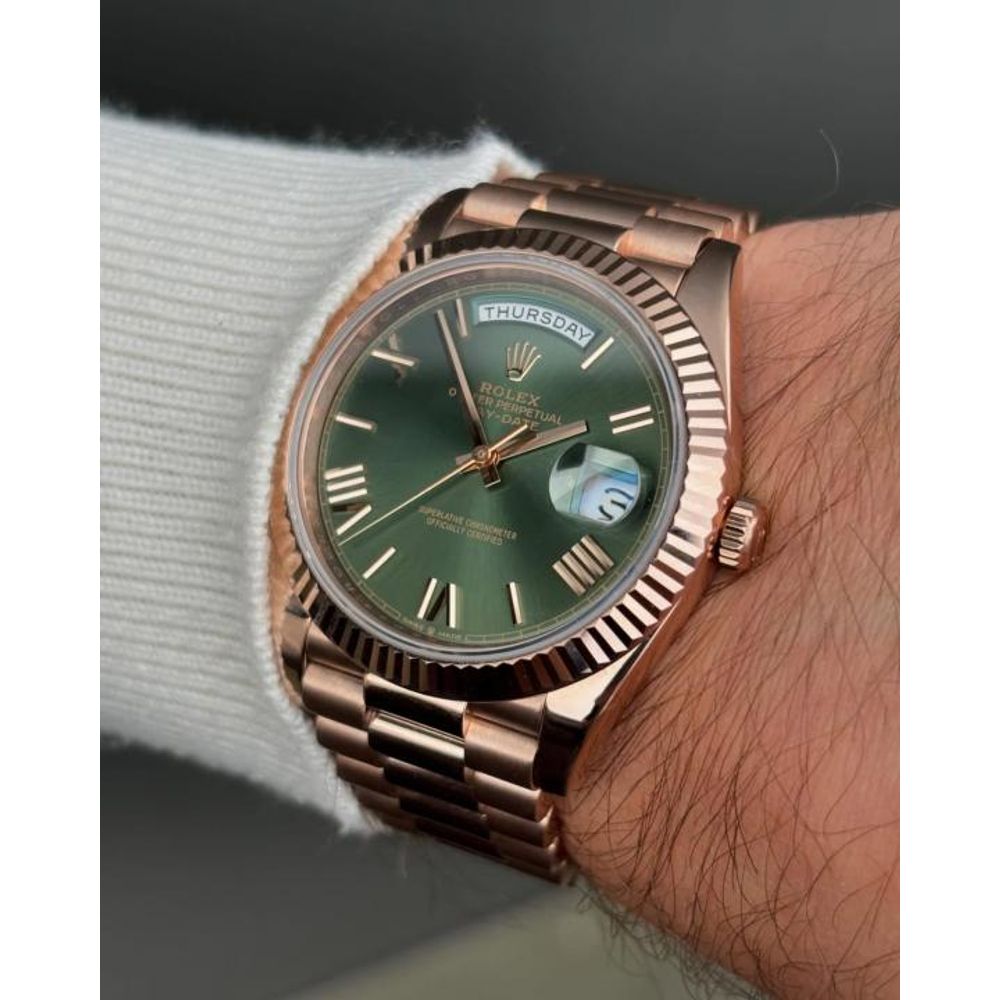 Rolee_x Oyster Perpetual Day Date 40 Battery Copper Green