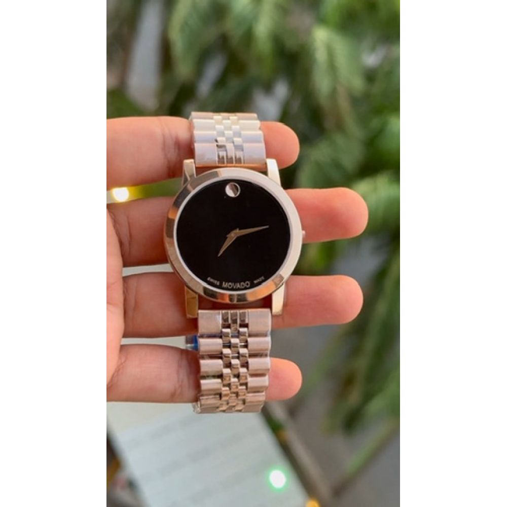 Movado slim rose gold black dial