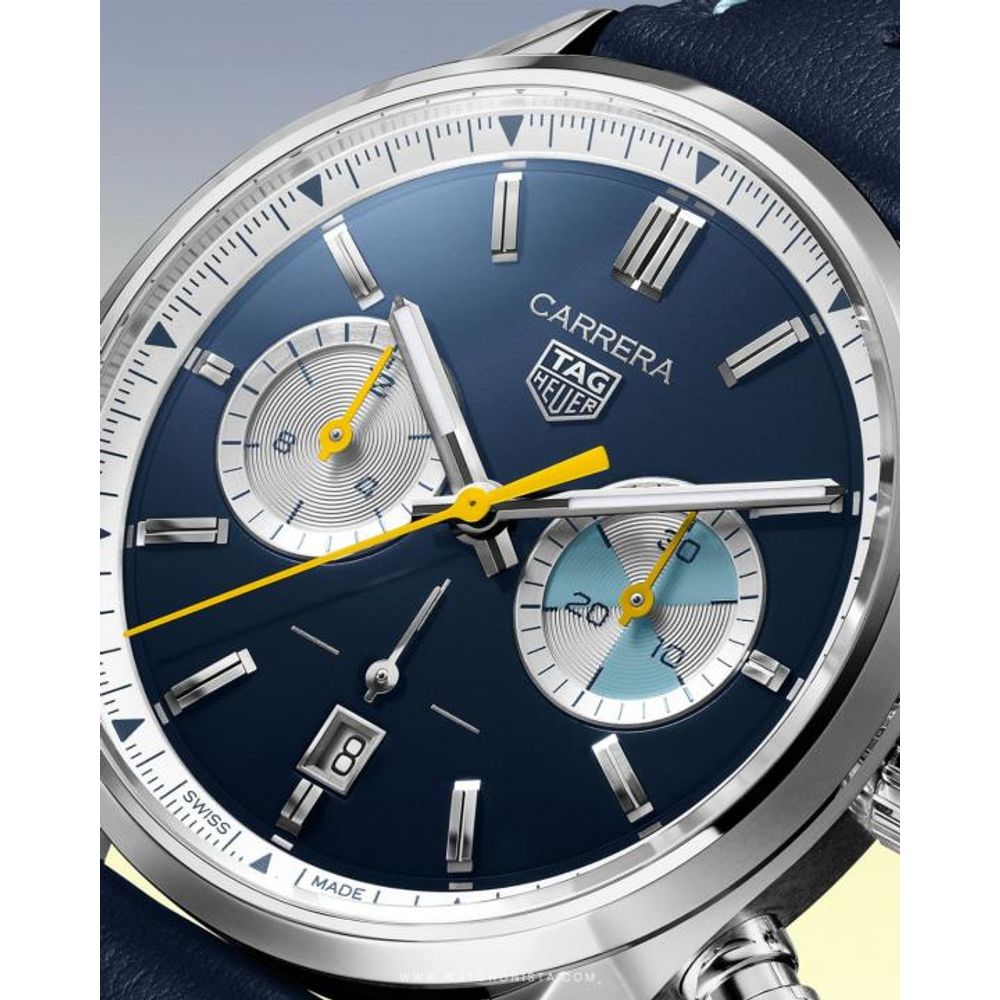 TAG Heuuer Carrera Chronograph blue brown and white