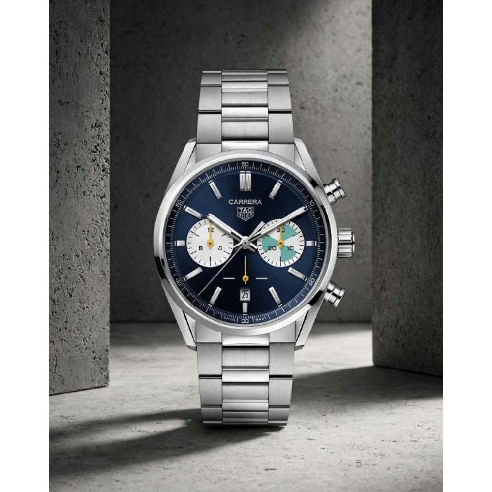 TAG Heuuer Carrera Chronograph silver blue
