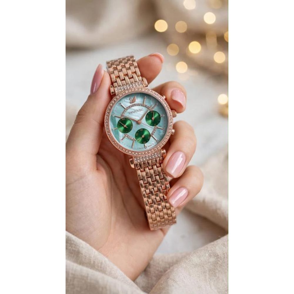 Swarovsky_Chronograph_Rosegold Green