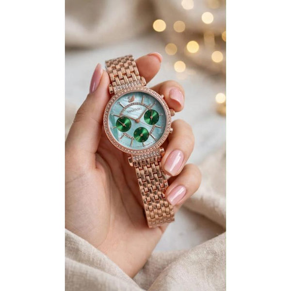 Swarovsky_Chronograph_Rosegold Green