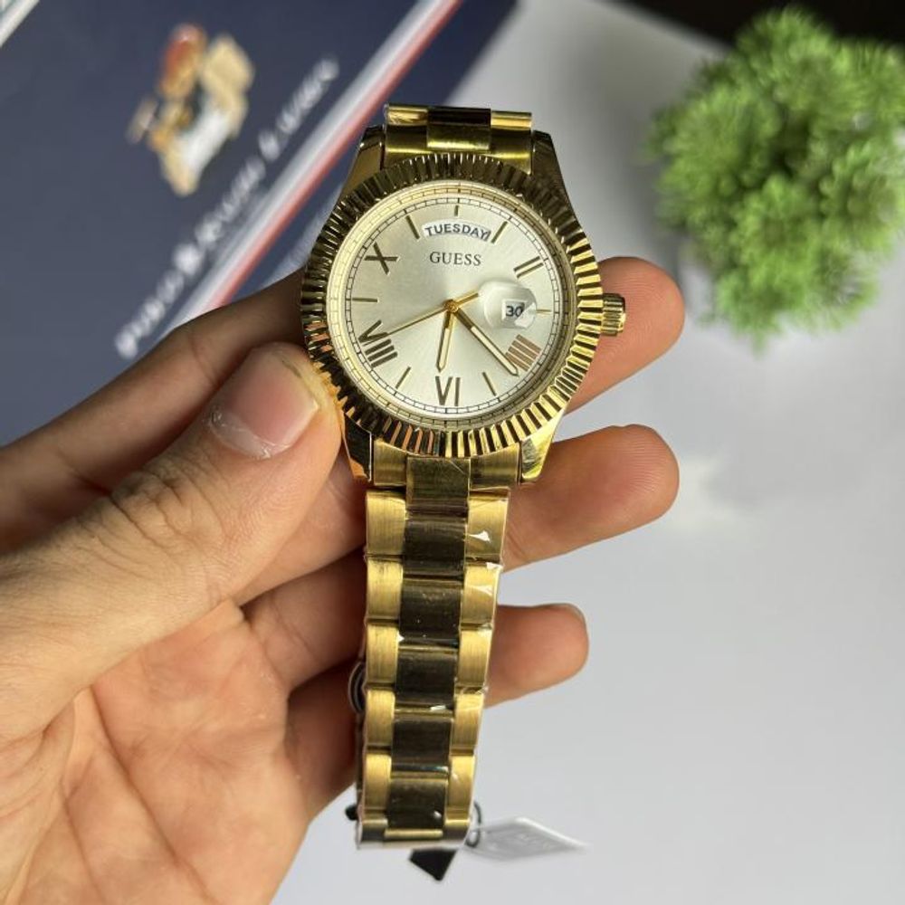 Guess Day Date Men Gold White watch
