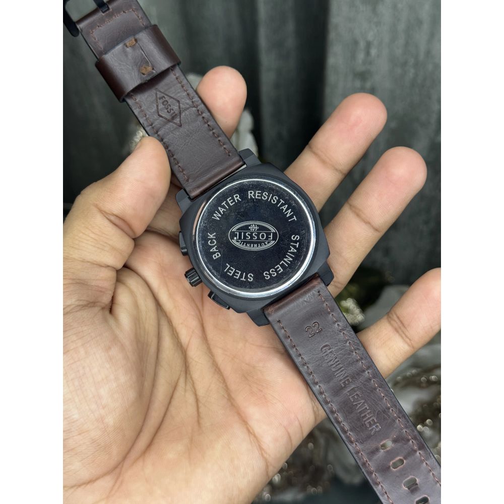 Fossi l Machine Chronograph Gunmetal Brown Premium Watch