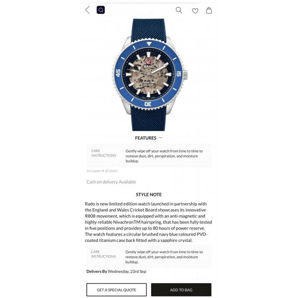 Raado Captain Cook Automatic. Blue and blue bazzle