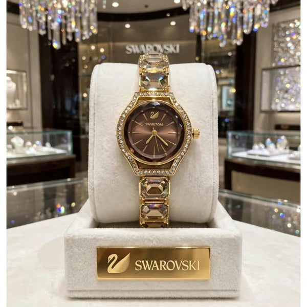 SWAROVSKY CRYSTAL  GOLD BROWN WATCH FOR HER 999
