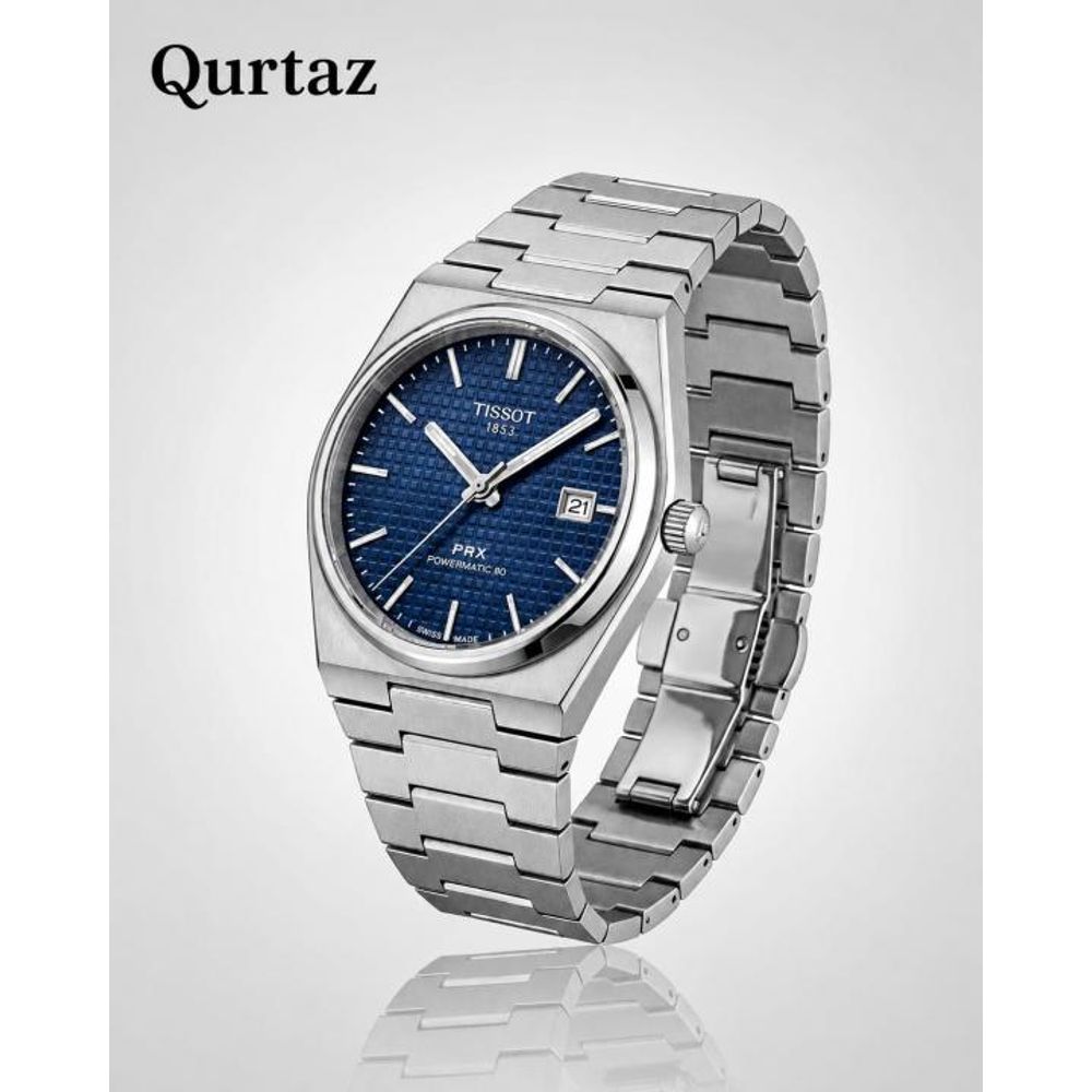 Tisot 1853 Prx Powermatic Quartz silver blue checks