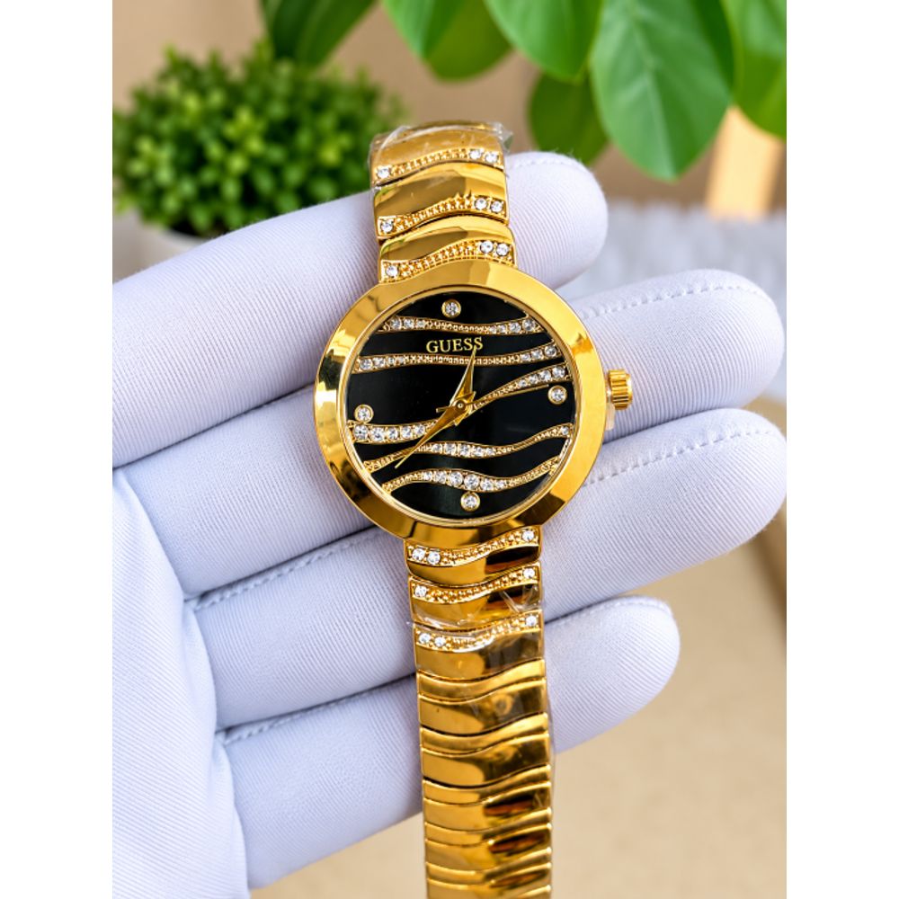 Guess Women Gold Black Dial AT518