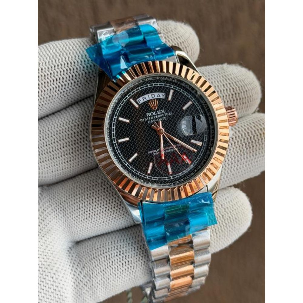 ROLLEX DAYDATE RG TWOTONE BLACK TEXTURE DIAL AT299