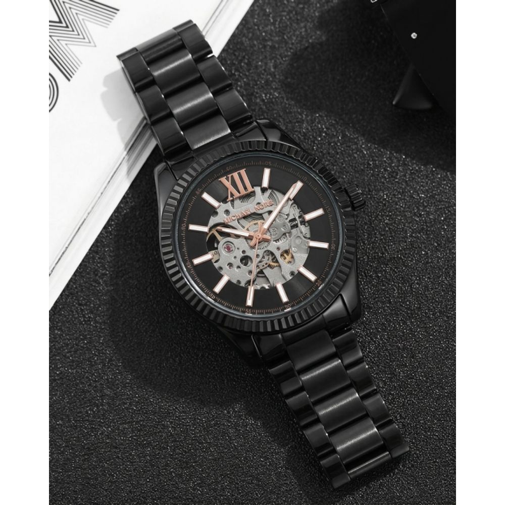 Michael_l Kors Lexington Automatic Skeleton Black