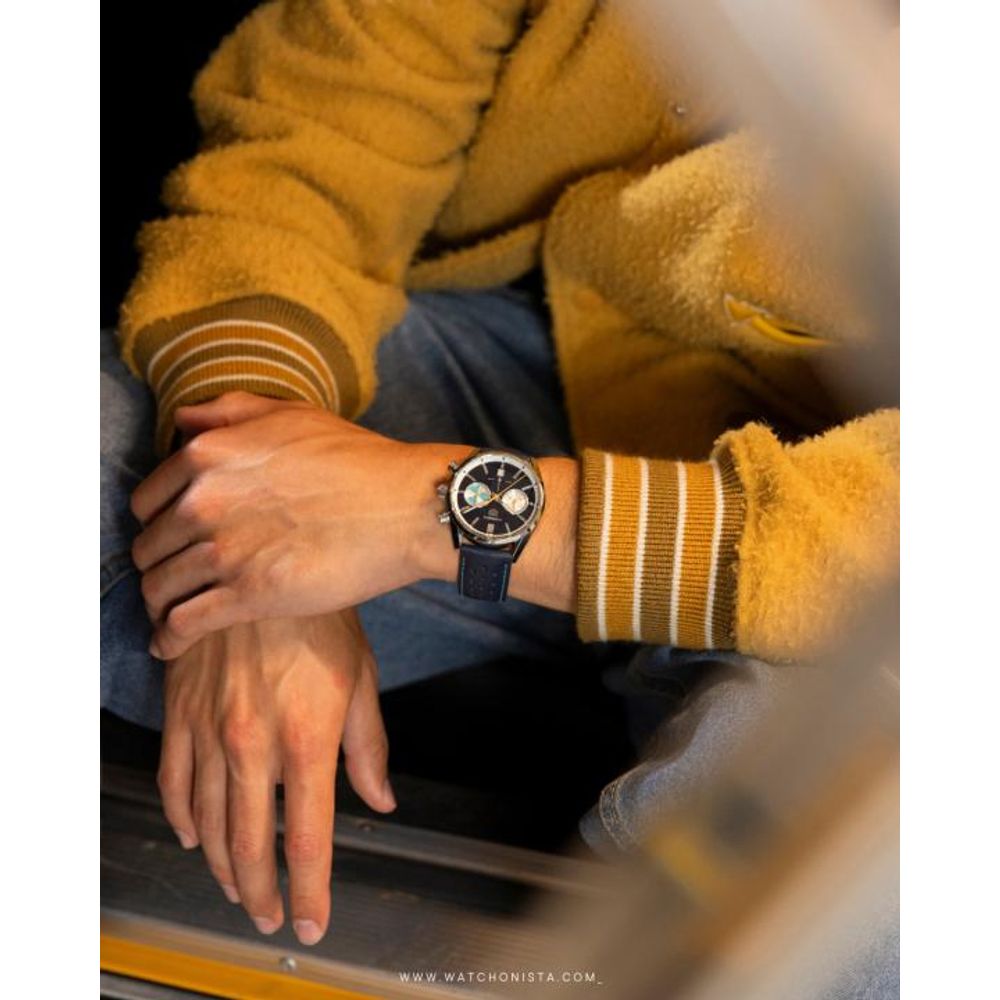 TAG Heuuer Carrera Chronograph blue brown and white