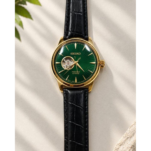 Seiko Presage Automatic Black Gold Green Dial