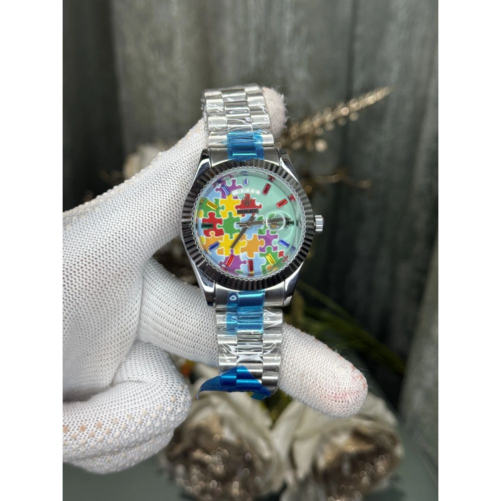 Role x Day-Date Blue Jigsaw Puzzle Premium Quartz Watch