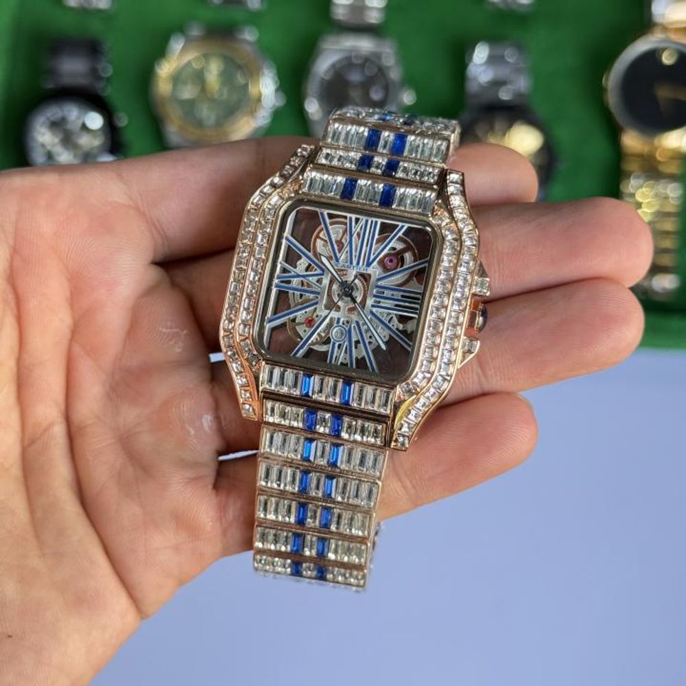 Cartiarr Santos Diamond Quartz (GoldBlue)