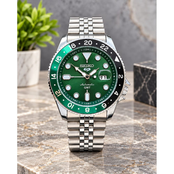 Seiko Sports GMT Open Back Silver Green AT438
