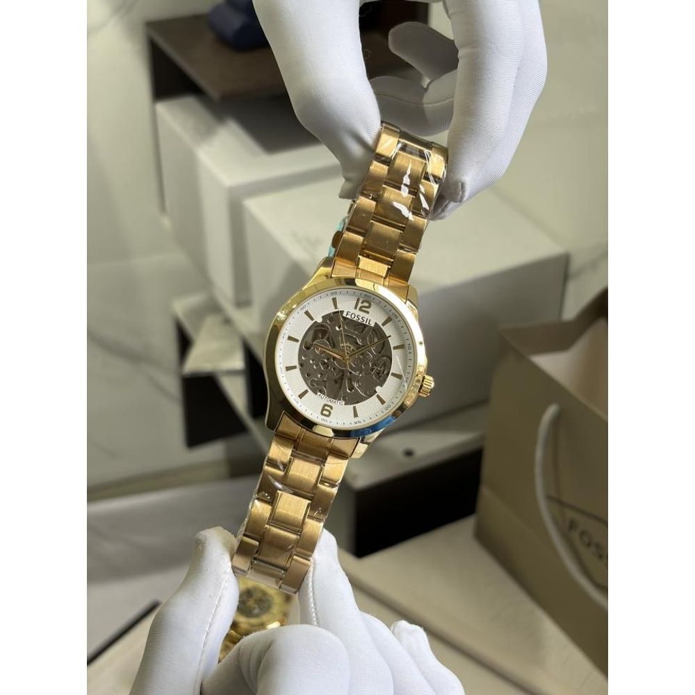 FOSSIIL SKELETON AUTOMATIC HEAVY QUALITY GOLD WHITE 781