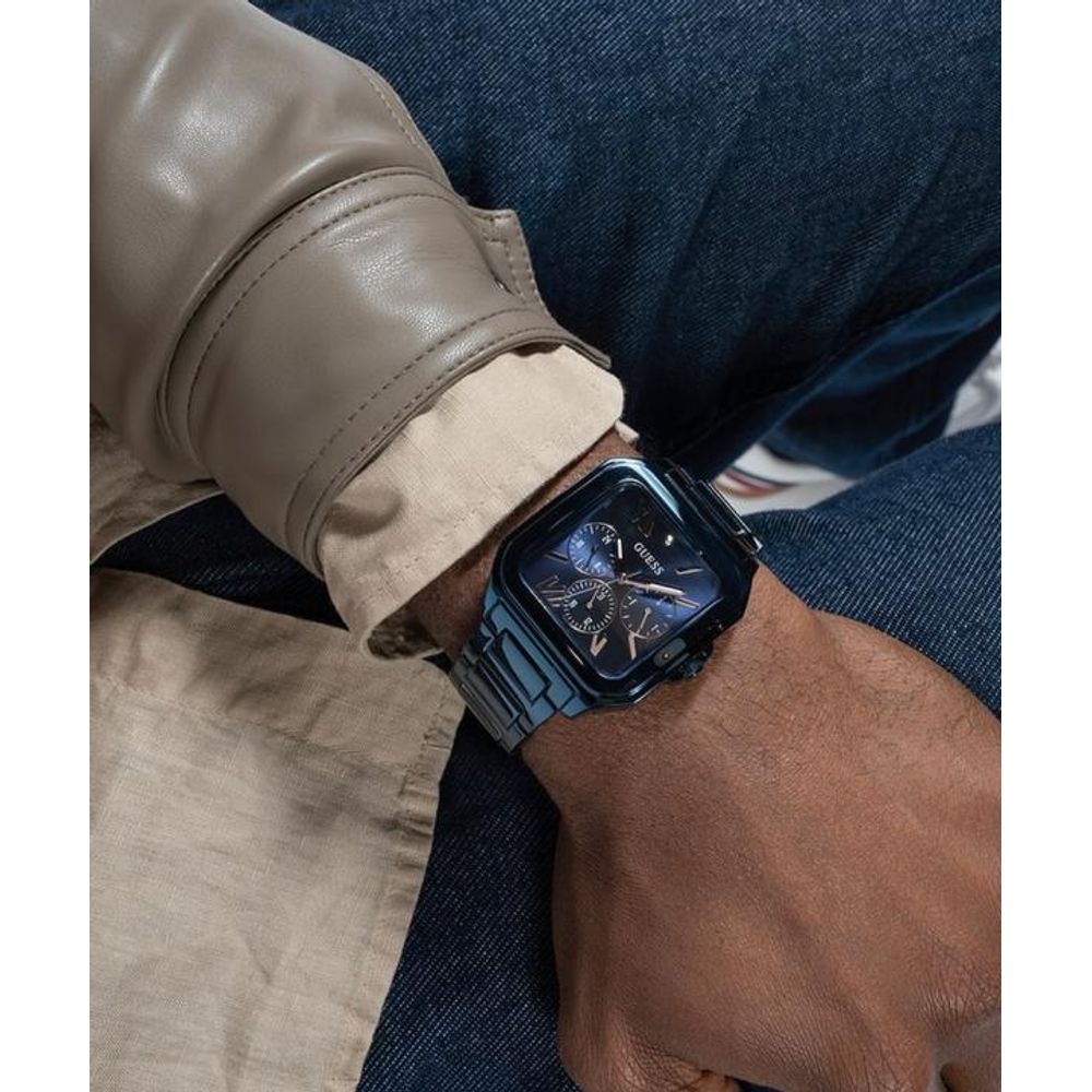 Gues_s Men Headline Square Gunmetal Analogue blue