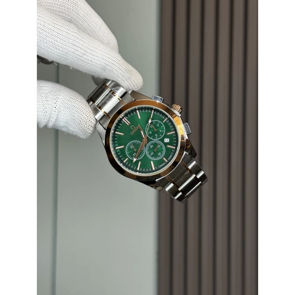 Omeg a Dual Tone Green Premium Chronograph Watch