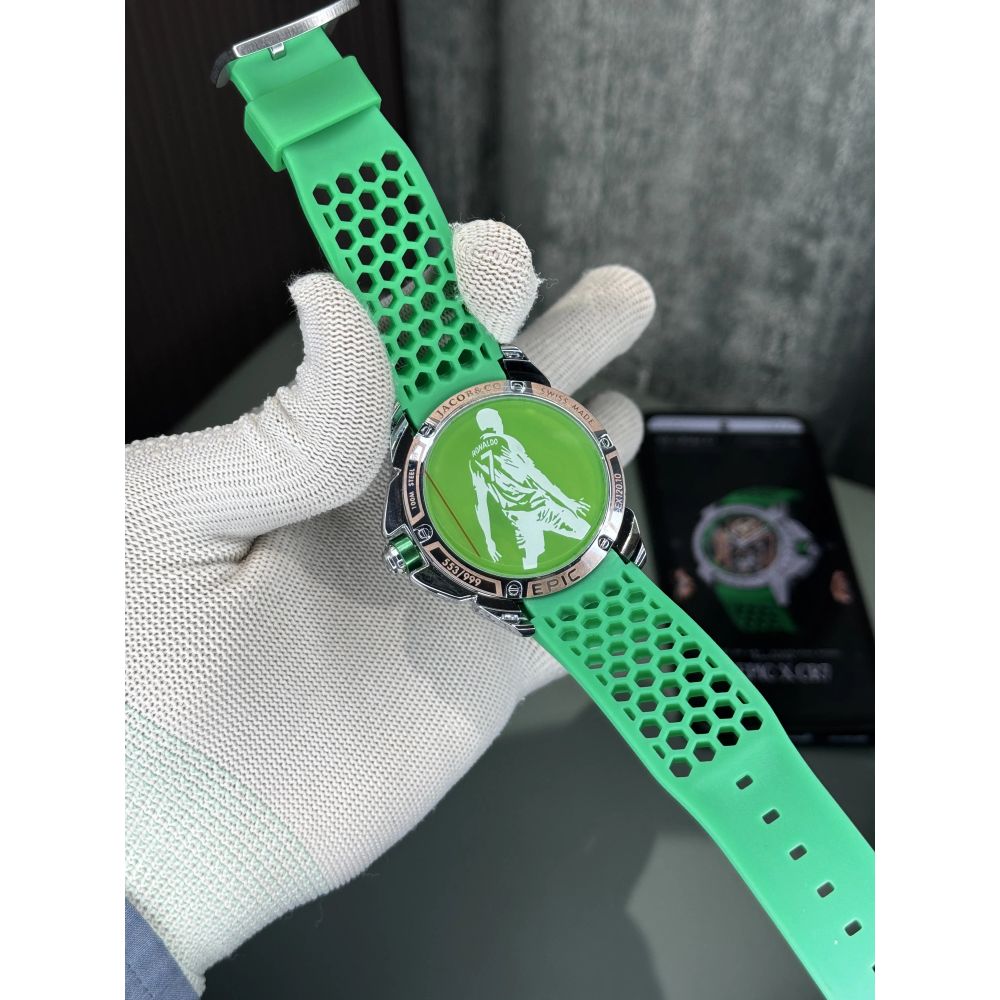 Jacob&Co. Sweep Silver Green Cr7 Quartz Watch