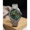 Seiko_o 5 Sports SNXS Automatic silver  green and Red niddle