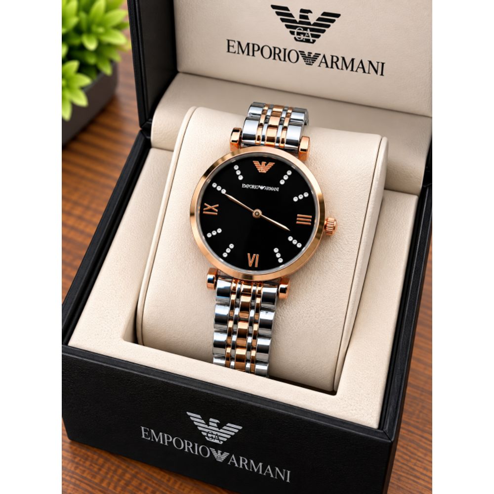 EMPHORIO ARRWA%! WOMEN TWO TONE BLACK DIAL AT347