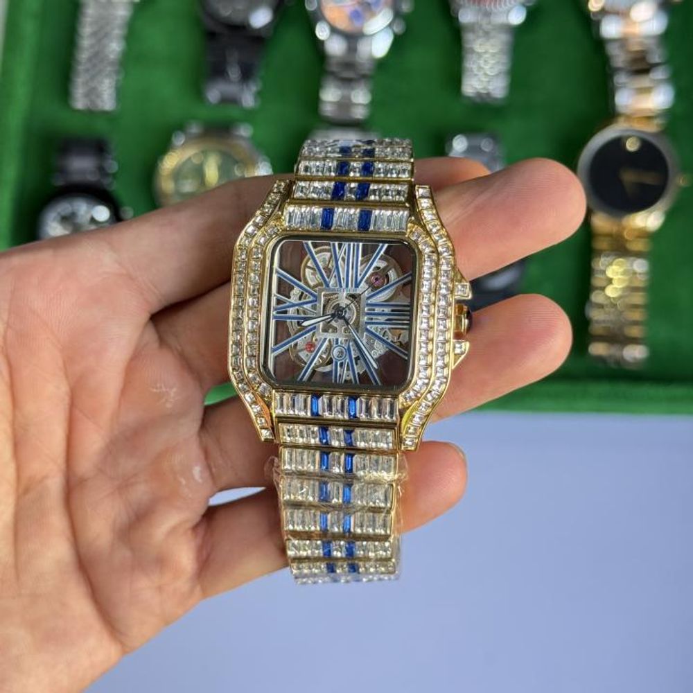 Cartiarr Santos Diamond Quartz (GoldBlue)