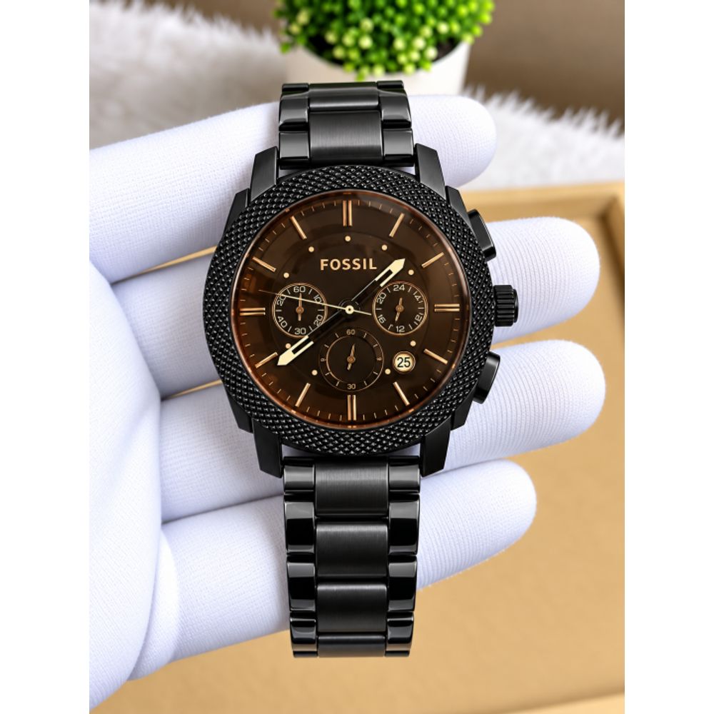 FOSIL MACHINE CHRONO BLACK BROWN HQ AT239
