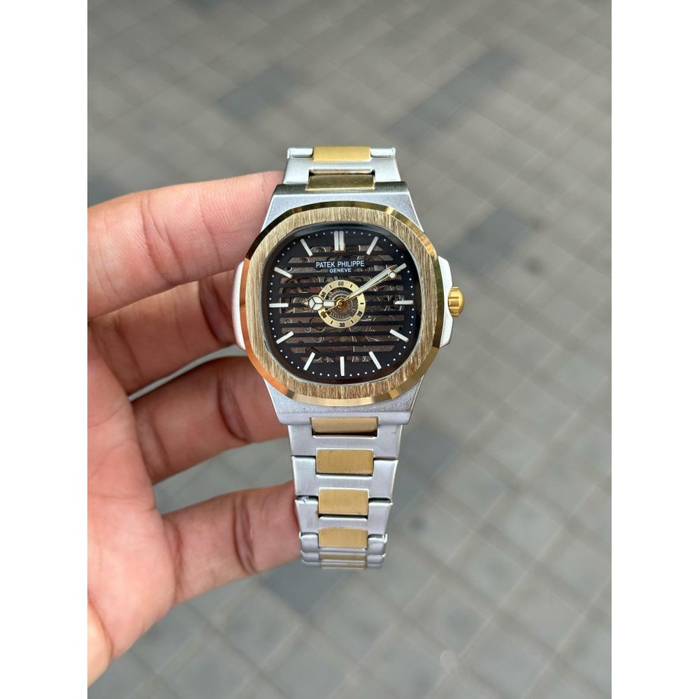 Patek Phillip e Nautilus Automatic Skeleton Gold Two Tone Black