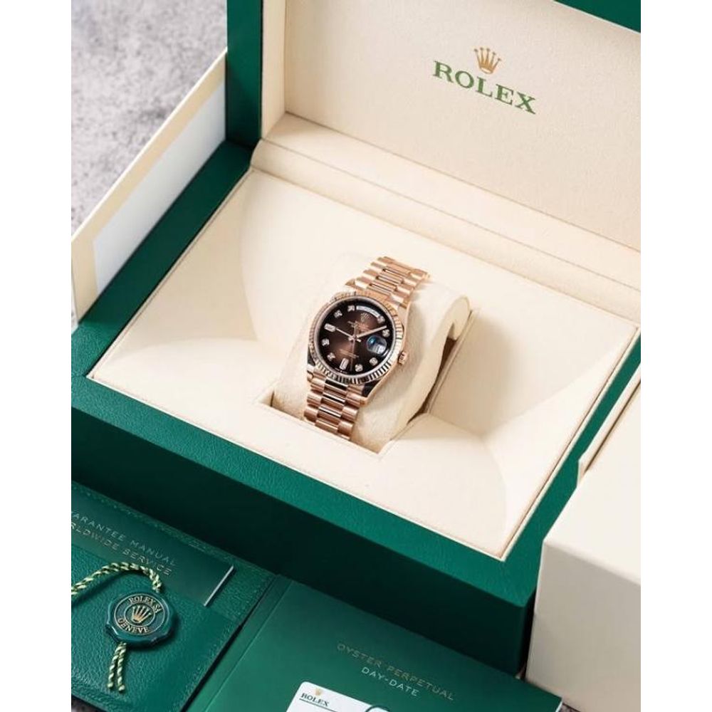 Rolee_x Oyster Perpetual Day Date Diamond Cooper Brown 40 Battery