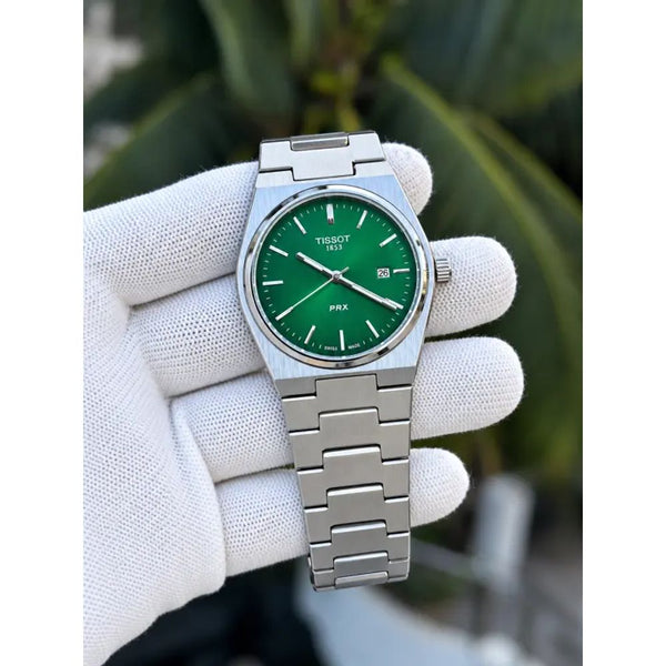TISOT PRX QUARTZ GREEN PLANE DIAL AT358