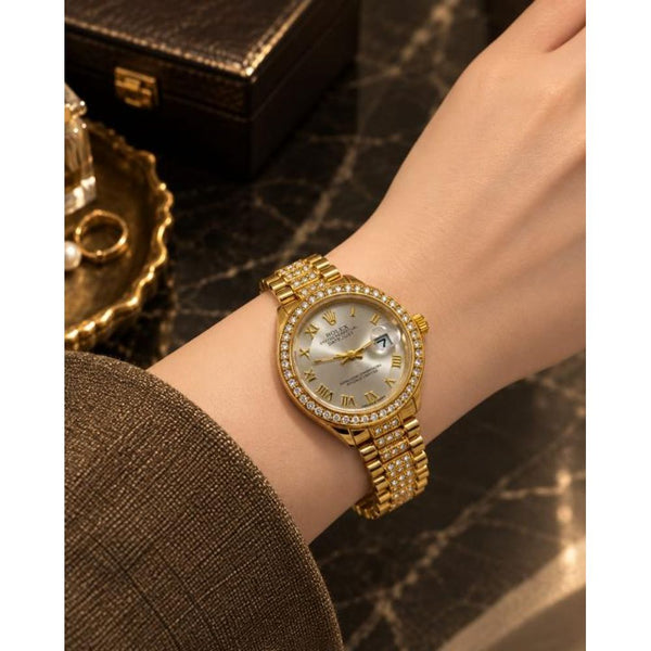 Rollex Date Just Ladies Gold Grey