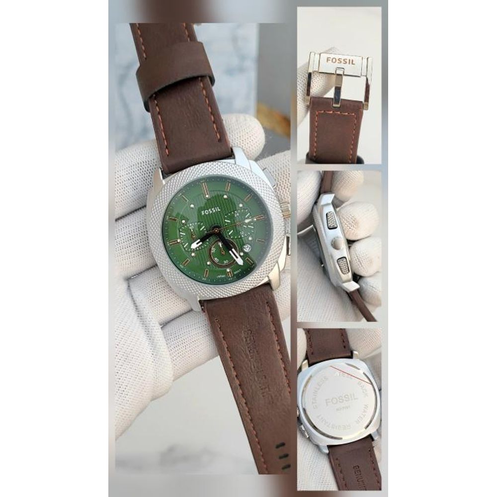 FOSIL_CHRONO_GREEN_SILVER_BROWN_BELT_290